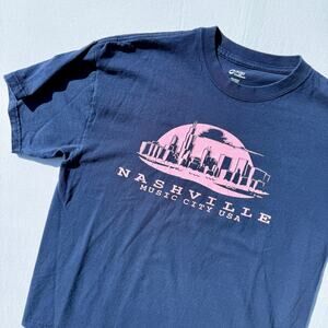 Nashville T-Shirt Women’s Large Blue Pink 100% Cotton Travel Souvenir